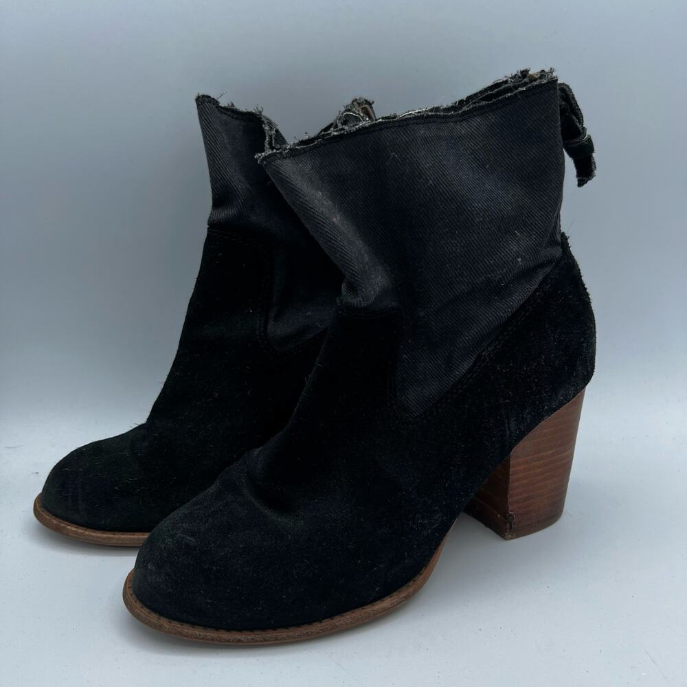Splendid Gray Suede Slouchy Block Heel Ankle Boots Size 8